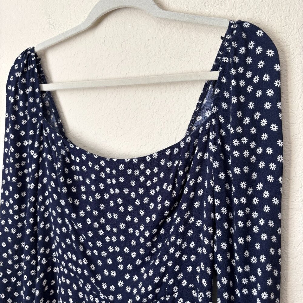 Reformation Peyton Midi Slit Dress in Flores Navy Floral Print - Picture 5 of 13